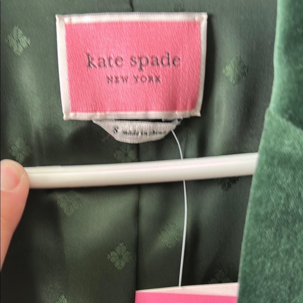 Kate Spade Green Velvet Blazer Classic Suit Jacket - Picture 2 of 11